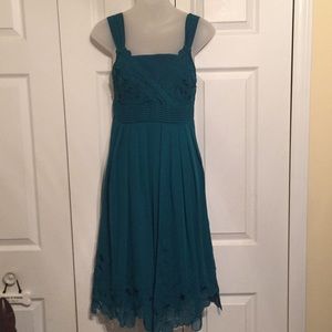 Teal Antonio Melani floral cut dress